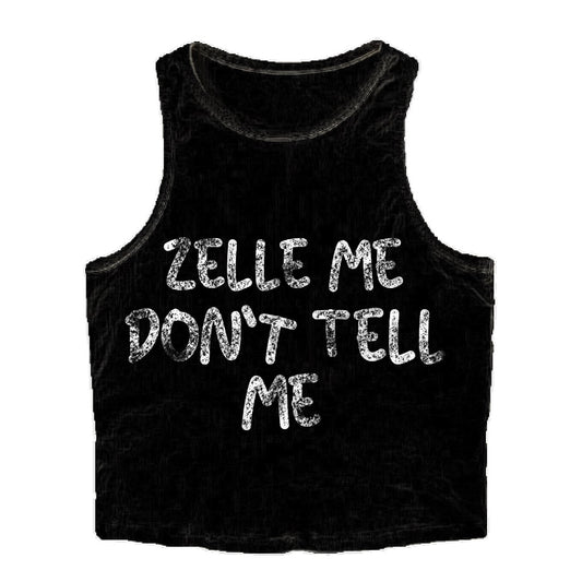 BLACK “ZELLE ME DONT TELL ME” CROPPED SHIRT
